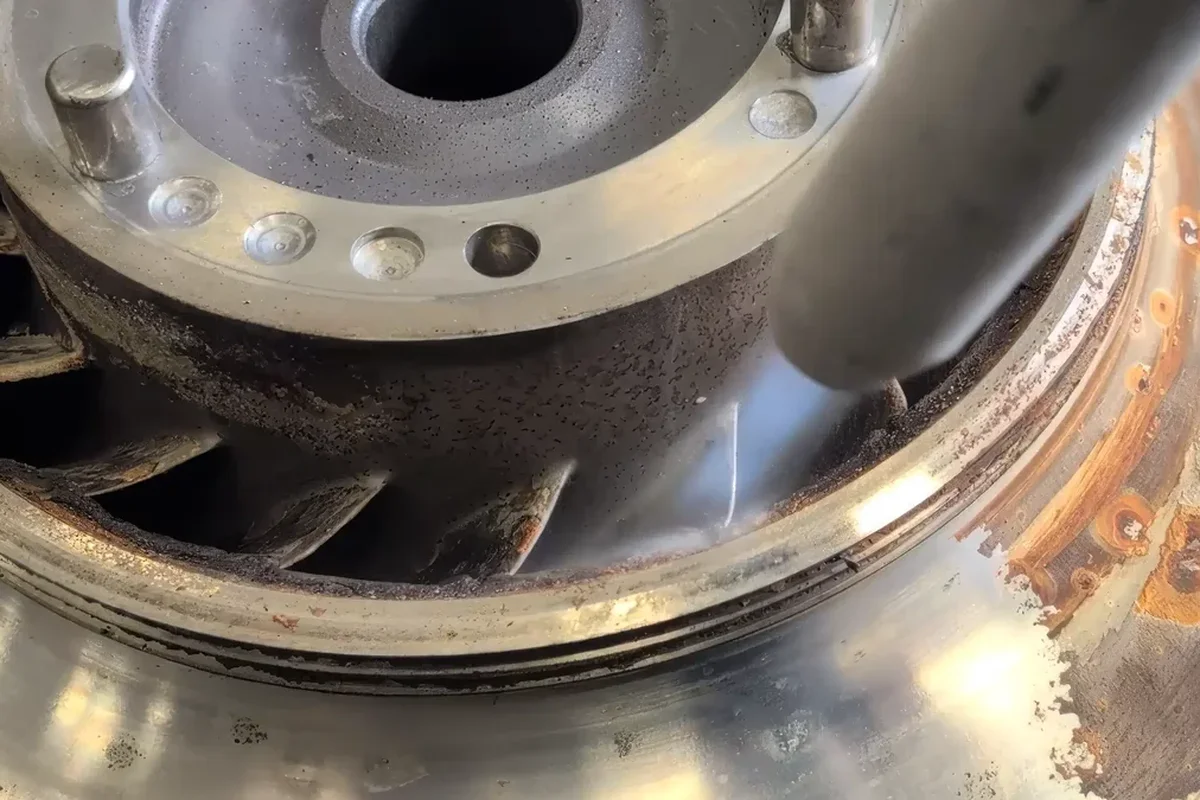 ColdBlast cleans an industrial turbine with Cold Jet dry ice blasting